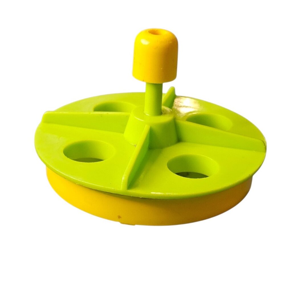 VTG 70s Fisher Price Little People Merry Go Round School Playground Green Yellow